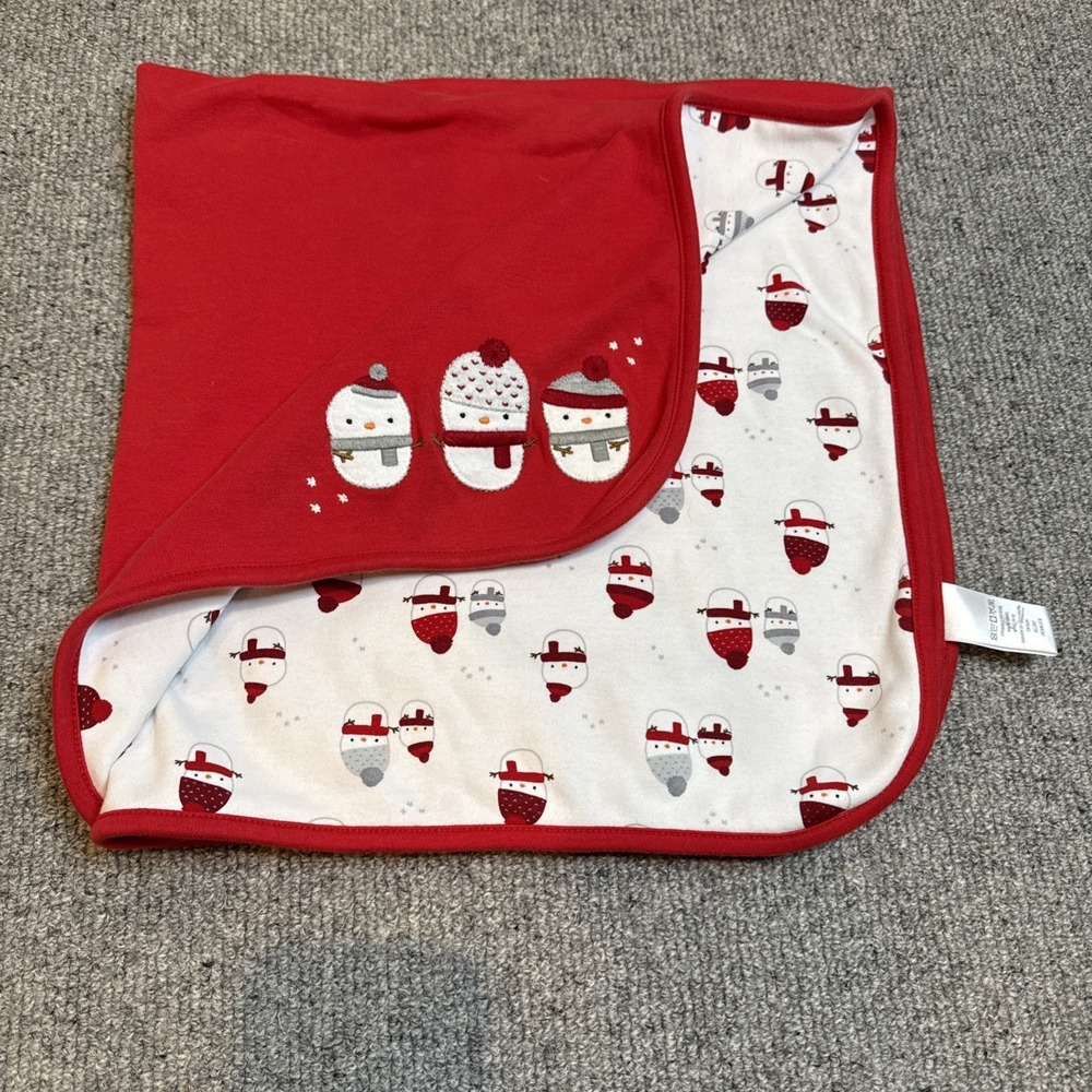 Gymboree 2016 Snowman Pals 100% Cotton Reversible Baby Blanket